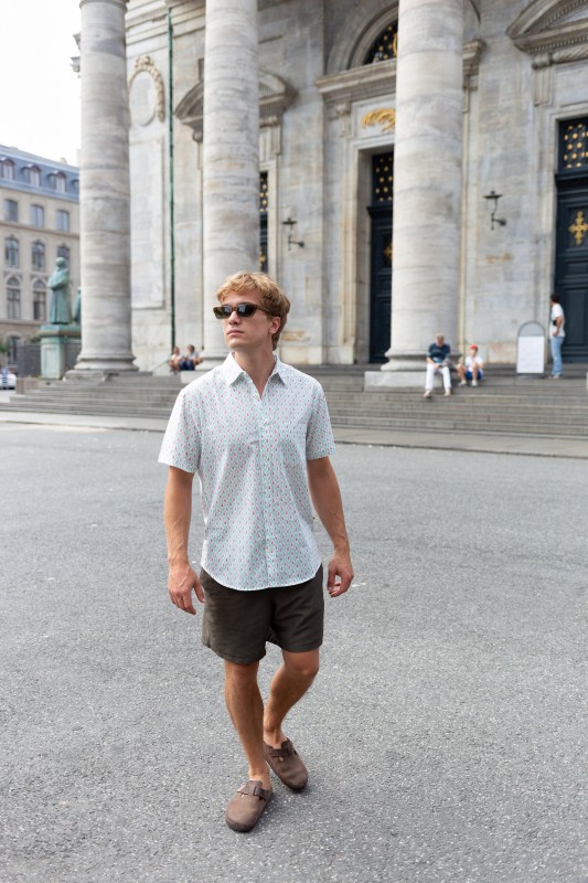 Handmade cotton printed half sleeve shirt Indian handmade shirt