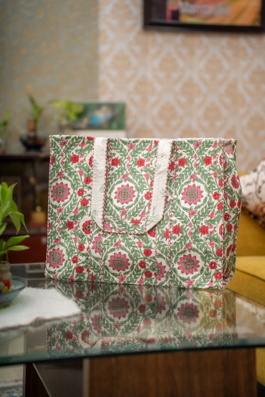 Awdhesh Kumar Mughal Medallion  Cotton Hand Block Printed Tote Bag for Women