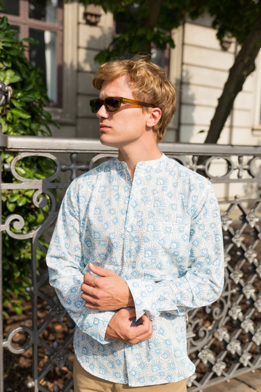 Handmade cotton printed half sleeve shirt Indian handmade shirt