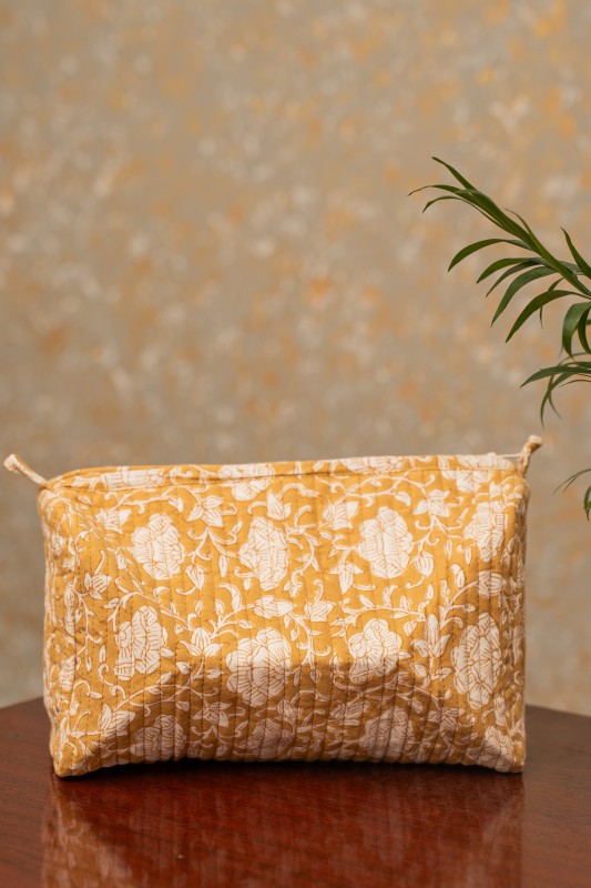 Awdhesh Kumar Traditional Quilted Floral Cotton Hand Block Printed Tote Bag for Women